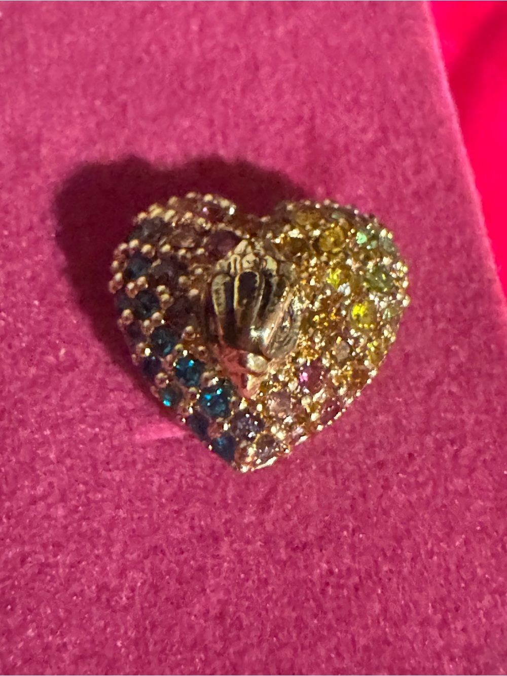 Kurt Geiger Gold Heart Stud Earrings with Signature Colors & Logo Gold Tone